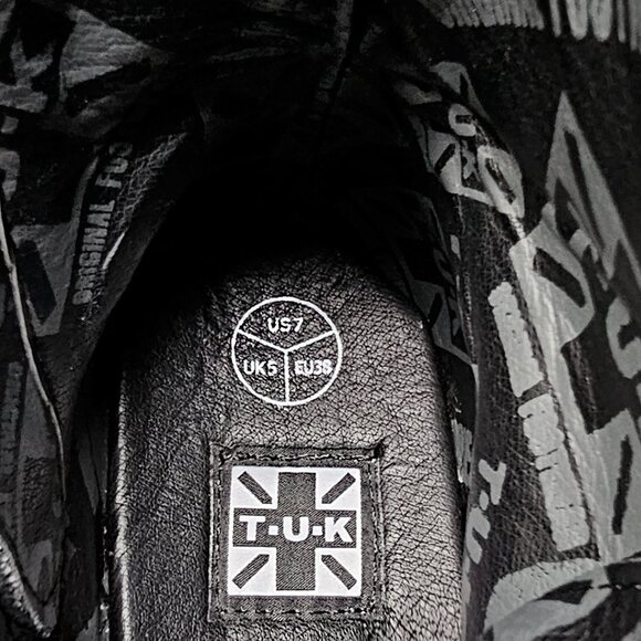 T.U.K BLACK/WHITE POLKA DOT 7 EYE VIVA MONDO CREEPER BOOTS - Picture 7 of 8